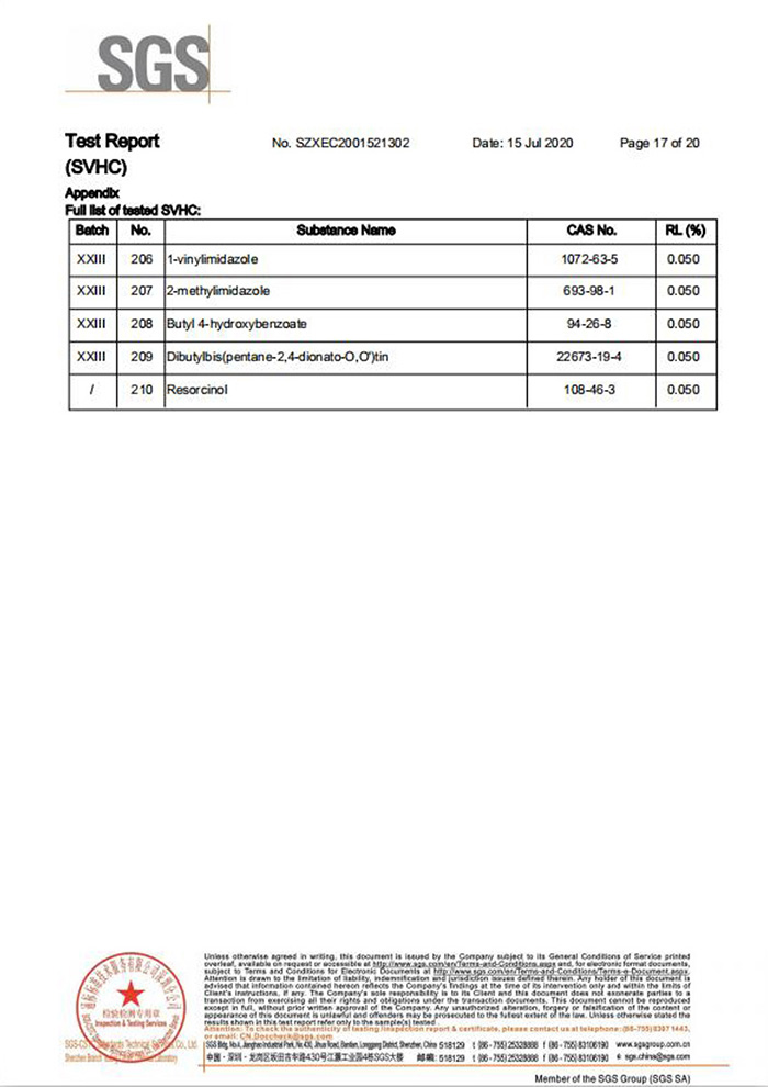 自恢復保險絲REACH認證17