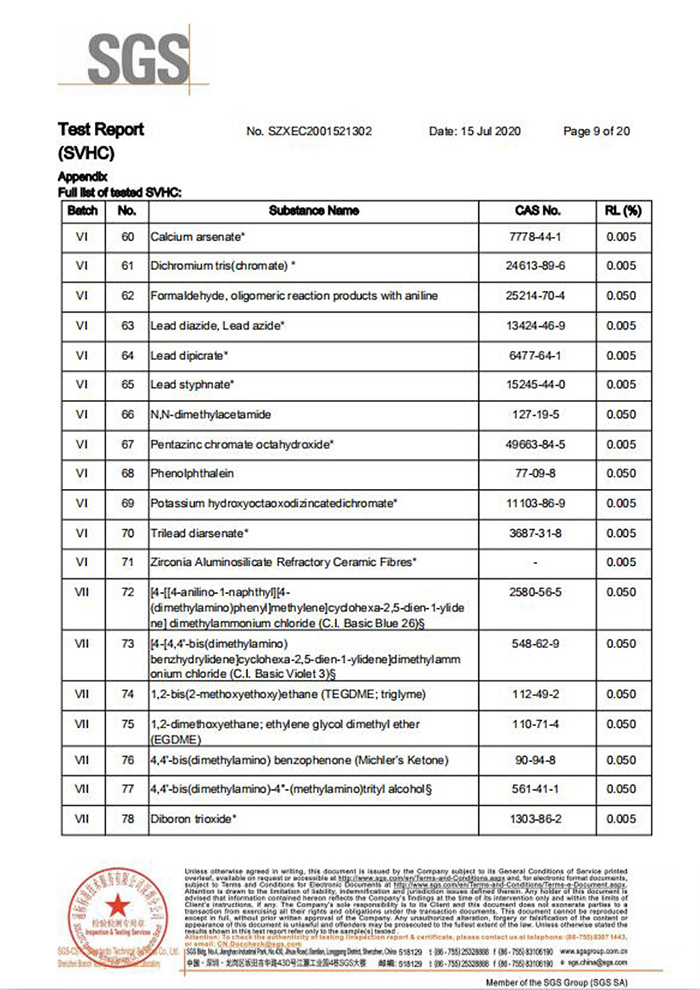 自恢復保險絲REACH認證9