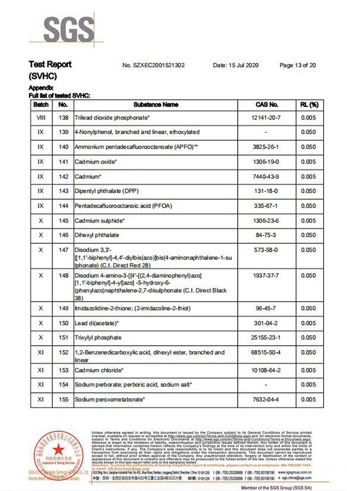 自恢復保險絲REACH認證13